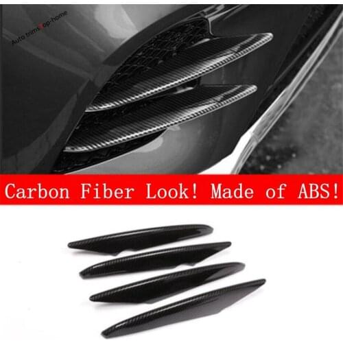 Yimaautotrims Front Bumper Fog Lights Lamp Eyelid Cover Trim Fit For Mercedes-Benz GLC X253 2016 - 2018 / Matte Carbon Fiber ABS