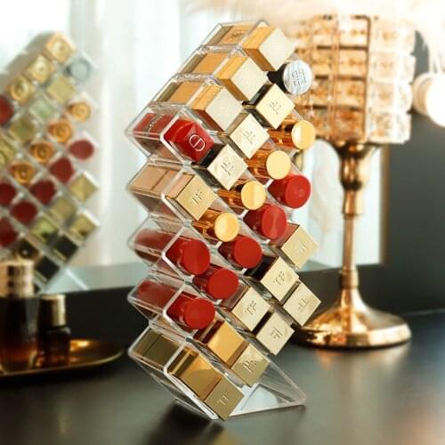 28 Grids Transparent Lipstick Storage Box Acrylic Makeup Organizer Cosmetic Shelf Desktop Dressing Table Bathroom Use