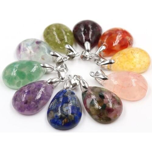 QIMOSHI WaterDrop Pendant Necklace Natural Stone Jewelry for Men Women Girls