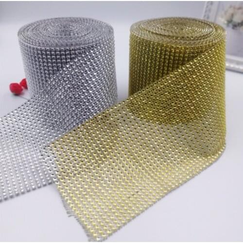 10yards 12cm Bling Diamond mesh Wrap Ribbon Rhinestone Mesh Roll Tape Tulle Crystal Ribbon Cake Wedding Decoration