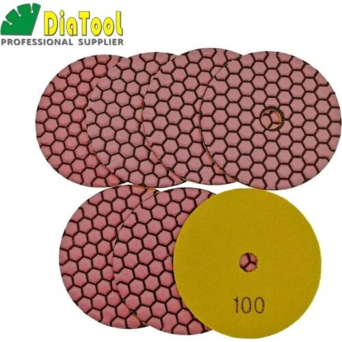 DIATOOL 7pcs 100mm #100-1 B dry polishing pads Very competitive sander disc 4inch Resin bond diamond flexible polishing pads