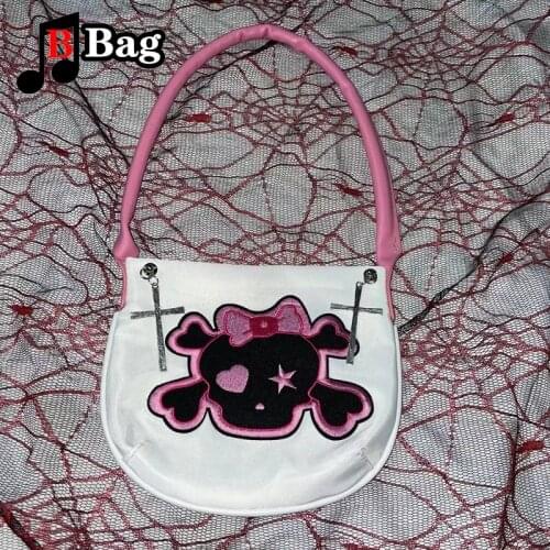 Womens Girl shoulder bag Punk Skeleton cross Handbag Y2K female Harajuku underarm Bag messenger bag Spice Girls Satchel