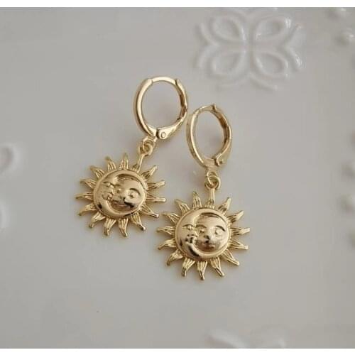 Sun Moon Drop Earring Fashion Party Jewelry Pendant Earrings for Women Female Steampunk Ear Clip Earrings Gifts