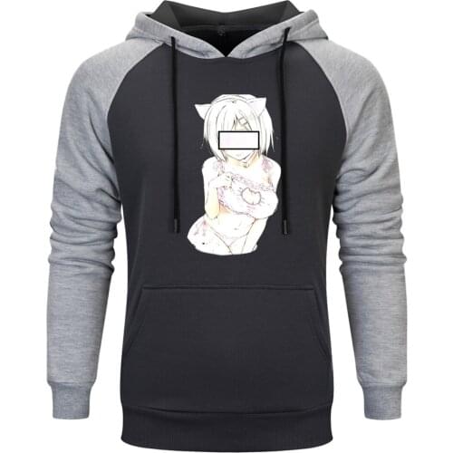 Anime Cartoon Raglan Hooded Mens Harajuku Hip Hop Sweatshirt Hoodie Hipster Outwear Clothing Winter Autumn Moletom Masculino