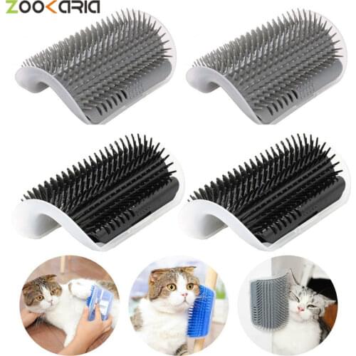 Cat Self Groomer Wall Corner Massage Comb Cat Corner Groomer Brush with Catnip Cats Comb with Long and Short Fur With Catnip