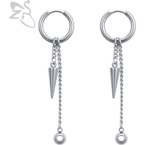 ZS Kpop Dangle Earrings Stainless Steel Earring Long Tassel Eardrops Korean Fashion Jewelry Brincos Accessories For Women Men