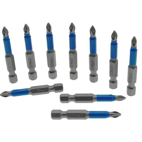 10pcs/set 50mm Anti Slip Screwdriver Bits Magnetic Single Head PH1 S2 Steel Electric Tool Phillips Bit 1/4" (6.35mm) Hex Shank