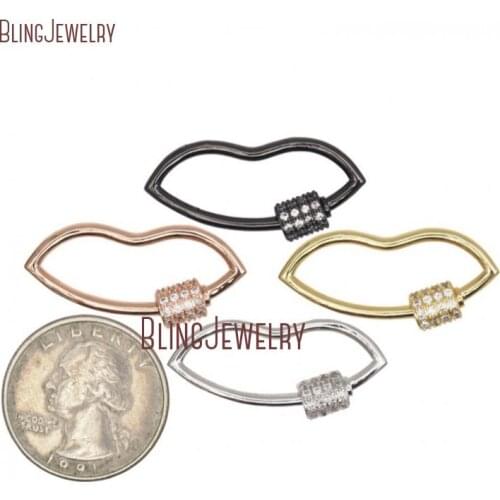 14k Gold Filled Rose Gold Silver Gunblack lip Pendant Screw Clasp Lock Carabiner Lock FC32862