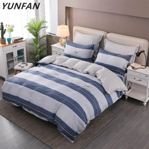 Blue white Wide Stripes 3/4pcs Home textiles Bedding sets duvet cover soft pillow cases twin full queen king size bedclothes