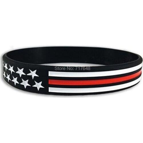 30pcs Thin Red Line USA United States American Flag wristband silicone bracelets free shipping by ePacket A