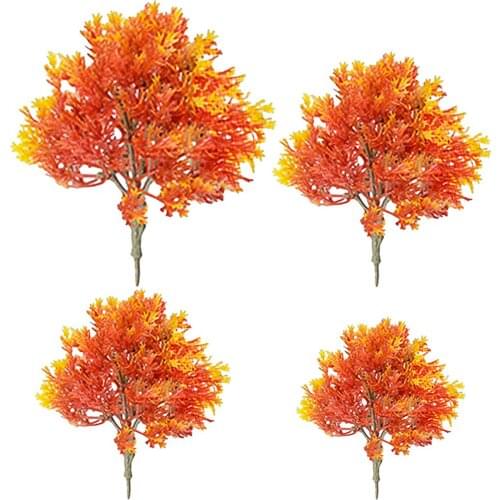 4pcs 10/13/15/19cm Plastic Autumn Maple Color Coconut Palm Tree Train Railroad Architecture Diorama Tree DIY Model Building Kits