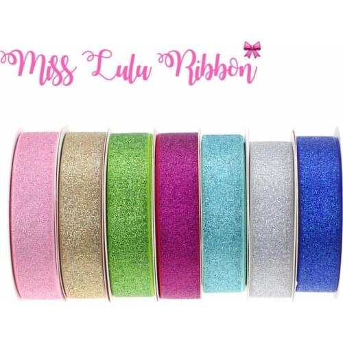 7/8"22mm Colorful Full Glitter Grosgrain Ribbon Solid Color Handmade Gift Bowknots Decor Hair Band Making 50yards/roll