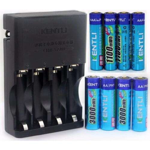 8pcs (4AA+4AAA) battery 1.5v 3000mWh 1100mWH Li-polymer li-ion polymer lithium rechargeable AA AAA battery batterie +1 Charger