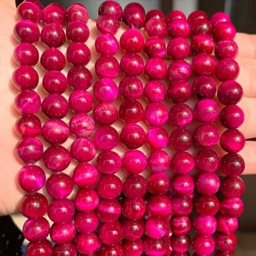 A++4/6/8/10/12mm Fuchsia Natural Red Tiger Eye Stone Beads for Jewellery Making Bracelet Necklace Pick Size 15"