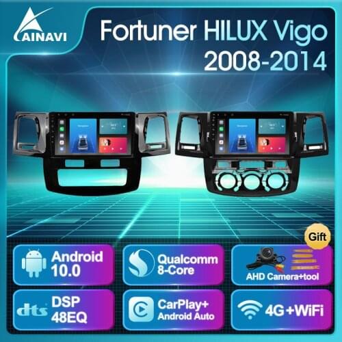 Car Radio Android 10 QLED Screen For Toyota Fortuner HILUX Vigo 2008-2014 Auto Stereo Multimedia Navigation GPS Carplay No 2 din