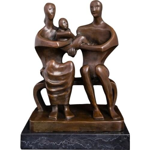 Ivorique DS476 Bronze Abstract Family Love Statue Sculpture Modern Metal Artwork Figurines Fathers Mothers Day Gifts Home Deco