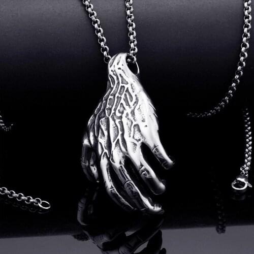 Punk Rock Hand Shape Pendant Necklace For Men And Women Fashion Stainless Steel Pendants Hip Hop Night Club Party Jewelry Gift