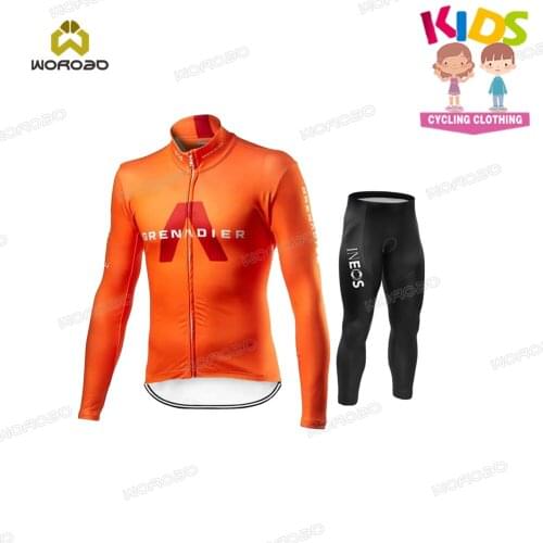 Kids Cycling Clothing Jersey Set Long Sleeve Children Cycling Jacket Suit Spring Autumn Ineos Shirt Breathable Uniform Outfits