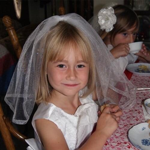 Princess Shining Tulle Kids Veil Crystal Wedding Veil With Hair Comb For Flower Girl Veil Wedding Birthday Party Photography