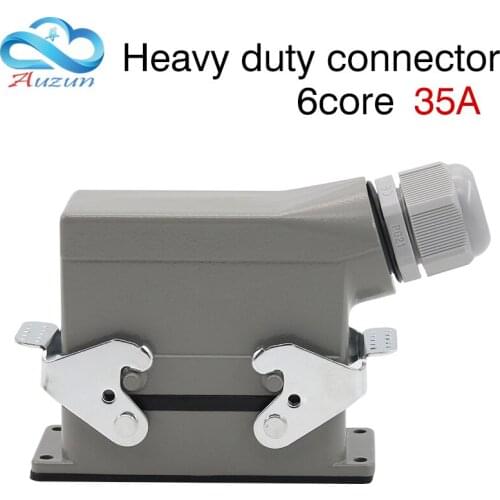 H16B - HSB - 006-1 6 core heavy air connector plug on the side for double buckle 35 a500v screw connection