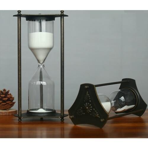 HQ E1 Engrave Retro Pattern Zinc Alloy Sand Glass Sand Timer Clock Hourglass Art And Crafts Study Bedroom Office Desk Decoration