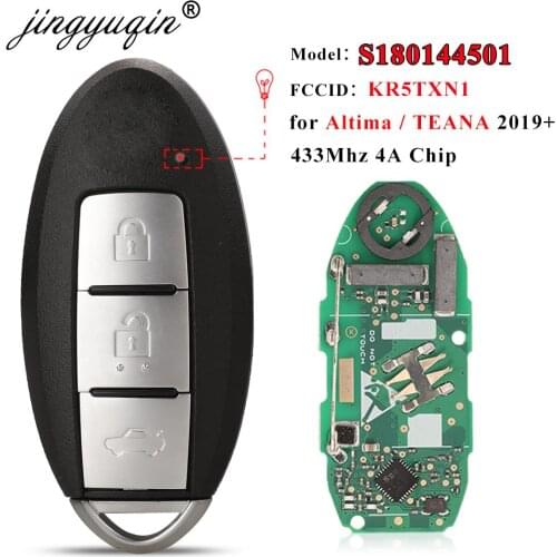 Jingyuqin 3 Buttons Car Keyless Smart Remote Key fit for Nissan Teana Sylphy 2019 433Mhz with 4A PCF7945M/HITAG AES Chip Fob