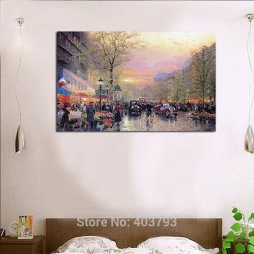 Downtown Area Printed Landscape Oil Painting HD Prints On Canvas Wall Art Picture For Living Room Home Decor