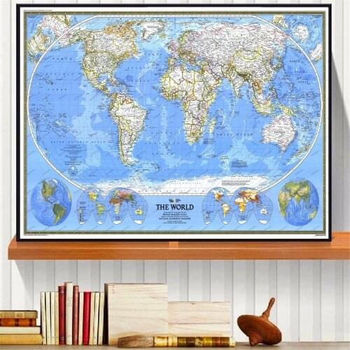 The World Geographic Map Posters and Prints Wall art Decorative Picture Canvas Painting For Living Room Home Decor Unframed