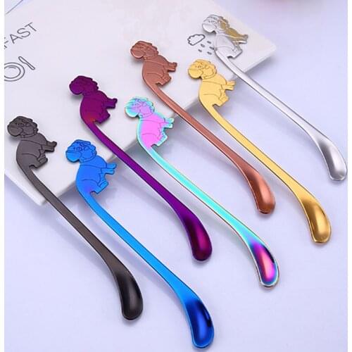 Dog Shape Stainless Steel Coffee Spoon Tableware 1PC Multicolor Short/Long Handle Tea Coffee Mixing Spoon Party Table Ornament