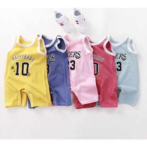 Infant Baby Jumpsuit 2021 Summer Cotton Newborn Boys Girls Sleeveless Vest Romper Neonatal Sports Climbing Suit