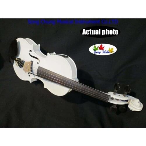 Beautiful white colors 4 strings 4/4 electric violin +Acoustic violin #7684