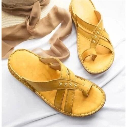 Summer Plus Size Womens Slippers Retro Thick Heel Sandals Female Casual Wedges Heel Shoes Platform Clip Toe Sandalias Mujer