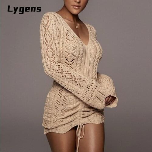 Модные трикотажные платья Lygens China At AliExpress
