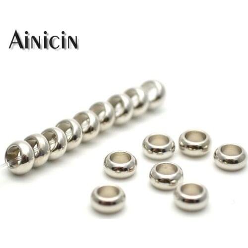 50pcs 3x6mm White K Color Copper Spacer Beads 3mm Big Hole Fashion Jewelry Making Materials DIY Findings