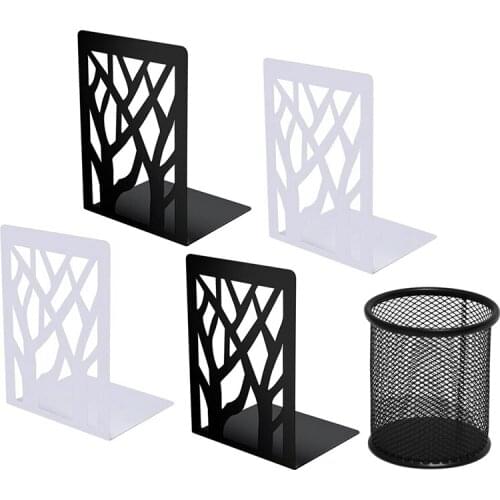 Two-Trees Metal Bookend Bookend Bookcase Book Clip Book Support Bookend Bookend Stationery Bookmark + Pen Holder