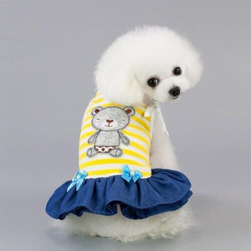 Cute Dog Skirt Cotton Pet Tiered Braces Suspender Skirt Animal Bear Clothes Shirt Outfits For Small Little Dog Teddy Chihuahua