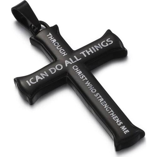 Cross mens stainless steel pendant European and American fashion tide male personality Jesus Christ jewelry