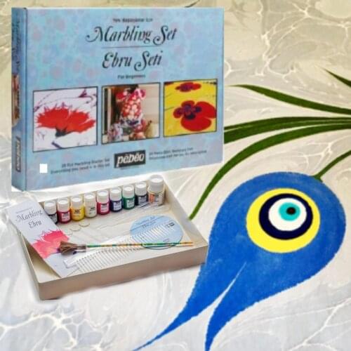 Pebeo Marbling 28 Pcs Marbling Starter Set 8 Colours 20 ml Bottle Ottoman Traditional Painting On Water