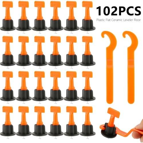 102pcs Flat Ceramic Floor Wall Construction Tools Reusable Tile Level Wedges Spacers Kittile Leveling System Kit For Tile