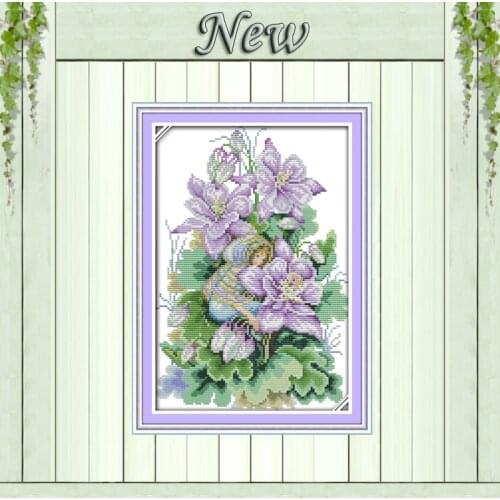 A magnolia spirit flowers fairy paintings Counted Print on canvas DMC 11CT 14CT DIY Cross Stitch kits Needlework Sets embroidery