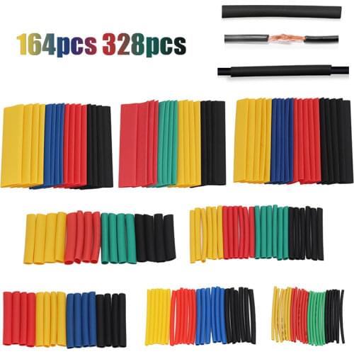 164pcs 328pcs Multi-size Heat Shrink Tube Kit Shrinking Assorted Polyolefin Insulation Sleeving Heat Shrink Tubing Wire Cable