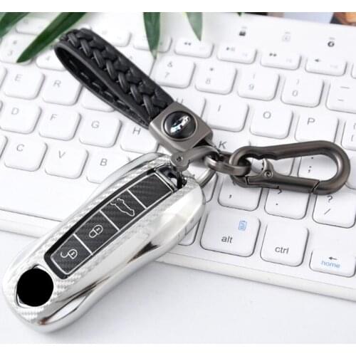 New Carbon Fiber TPU Car Key Case key cover For porsche panamera macan boxster cayenne 971 911 718 9YA car accessories keychain