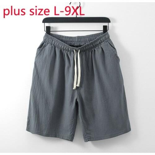 New Arrival Fashion Super Large Men Cotton And Hemp Summer Casual Elastic Waist Shorts Plus Size M L XL2XL3XL4XL5XL6XL7XL8XL9XL