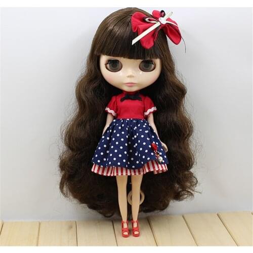 Clothes For 1/6 Blyth 2 Pieces Red and Spots Dress Hairpin