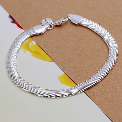 Wholesale High Quality Jewelry Bridal 925 Sterling Sliver Fashion Flat Snake Bone Bracelets for Women Best Gift SMTH164