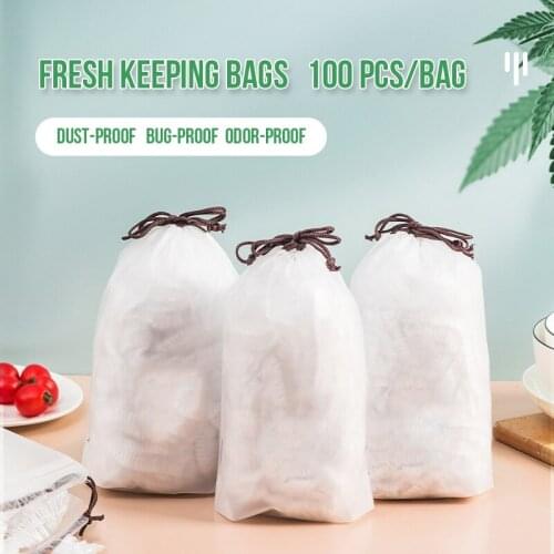 100/200/500pcs Fresh Keeping Bags For Leftovers Picnic BBQ Waterproof Clear Shower Caps Extra Thick Bath Caps Plastic Bag