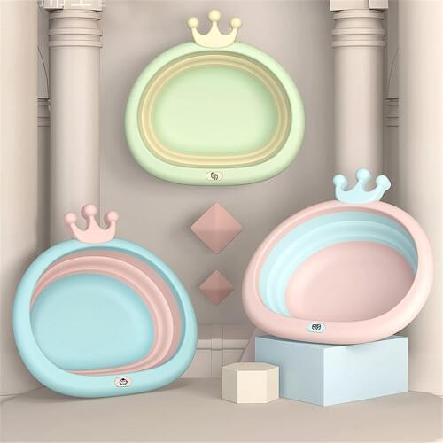 Portable Little Crown PP+TPE Plastic Foldable Infant Baby Newborn Babies Bath Tubs Bathtub Washbowl Feet-Washing Basin