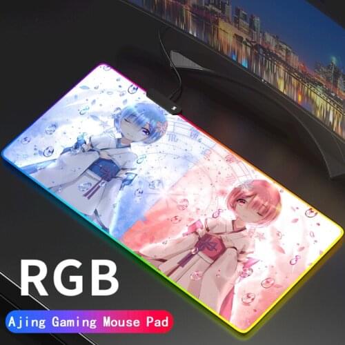 Re:Zero Mouse Pad LED RGB Big Size XXL Gamer Anti-slip Rubber Pad Play Mats Gaming for Keyboard Laptop Computer PC