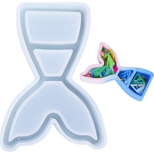 DIY Fish Tail Storage Box Epoxy Resin Mold Table Snack Organizer Case Silicone Mould Soap Candle Handicrafts Decoration adorable