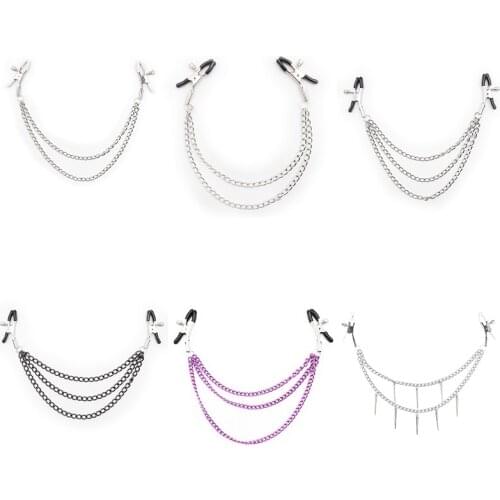 Sexy Flirt Nipple Clamp Labia Breast Nipples Clamps With Chain Clips Stimulator SM Fetish Sex Toys For Couple Slave Breast Clips